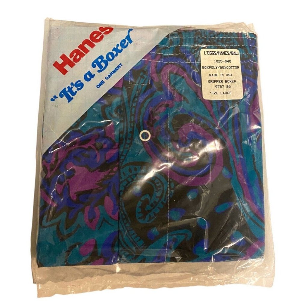 VTG 80s Hanes “It's A Boxer” Underwear/Gripper Boxers SZ LARGE NEW NOS 🆓🚢